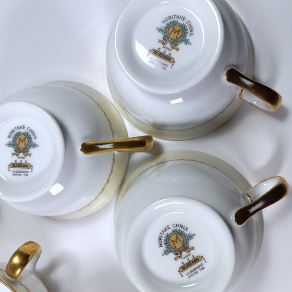 Noritake Blue Dawn Teacup Vintage Porcelain 1947-52 Gold Lustre Rims & Handles - Picture 5 of 13
